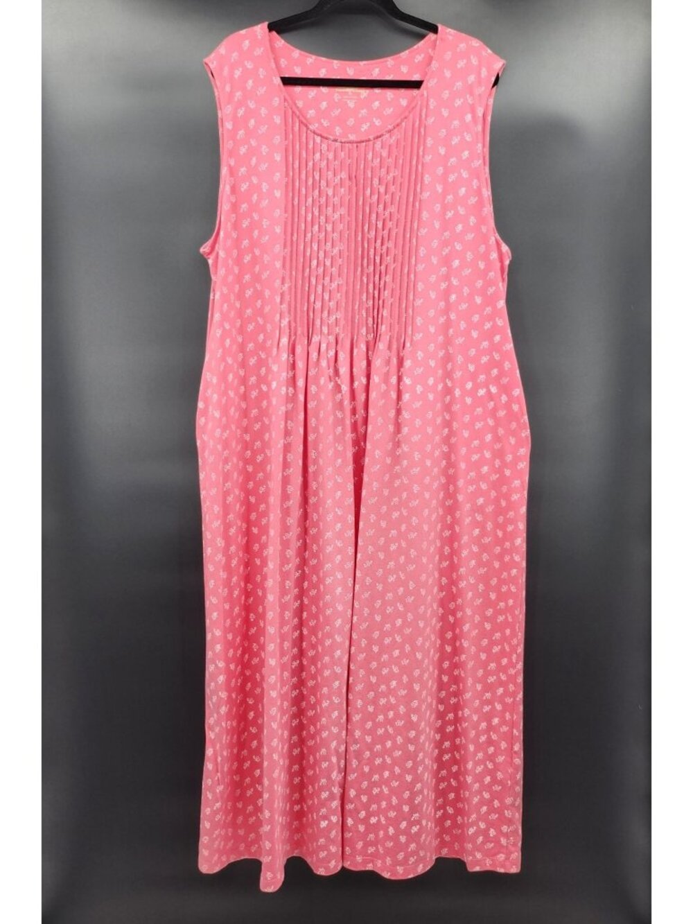 Vermont Country Store Cotton Midi Jumper Dress 2X Coral Pintuck Cottage Modest